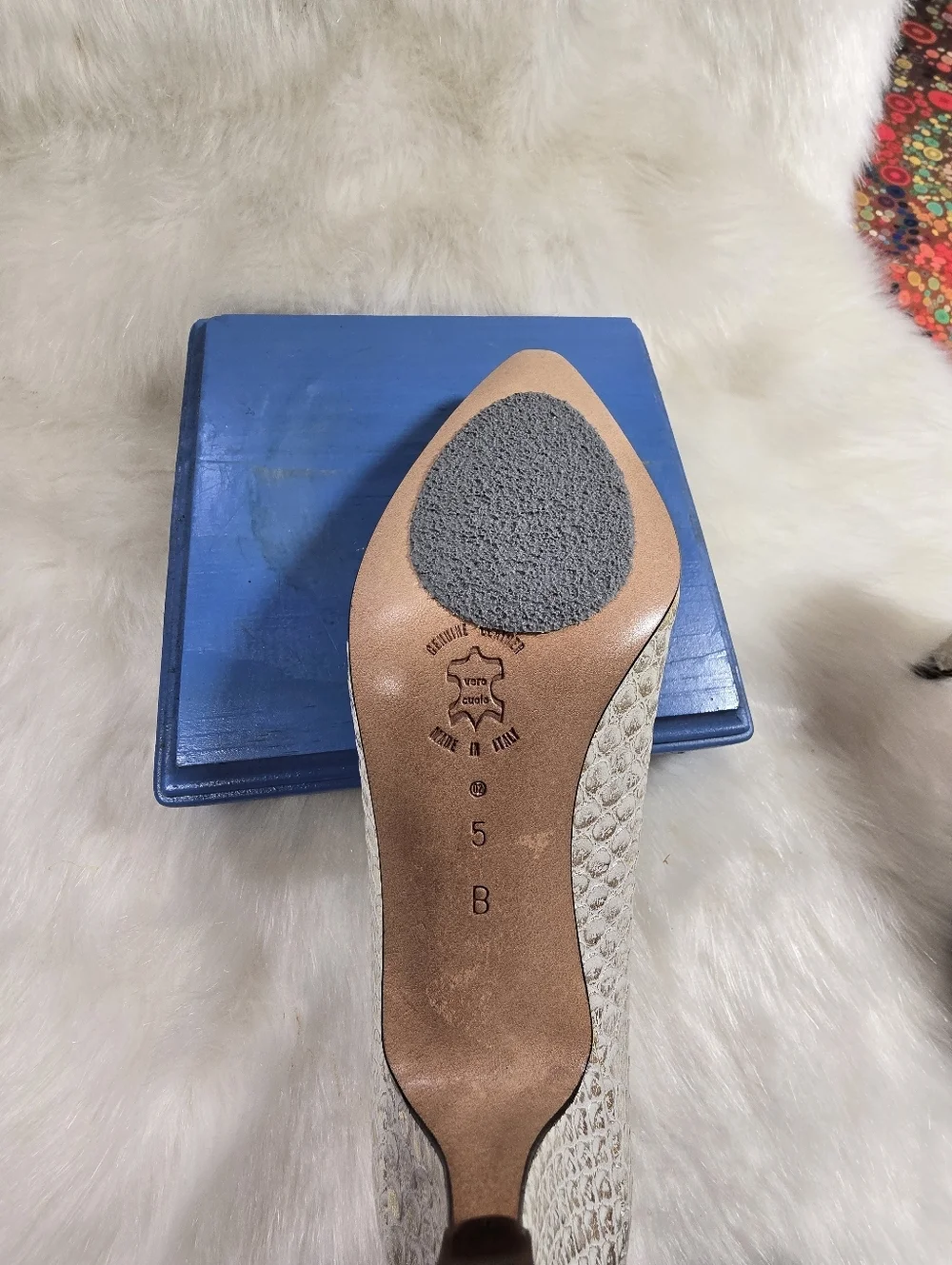Amalfi Metallic Ivory Snakeskin Print Pointed Toe Pumps - Womens